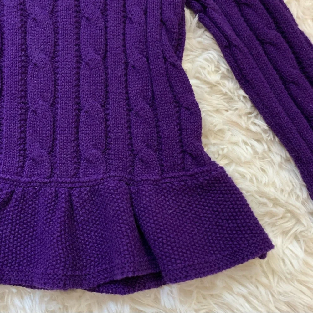 Ralph Lauren Preppy Baby Cotton Cable knit Sweater Dress purple 18M Toddler Girl